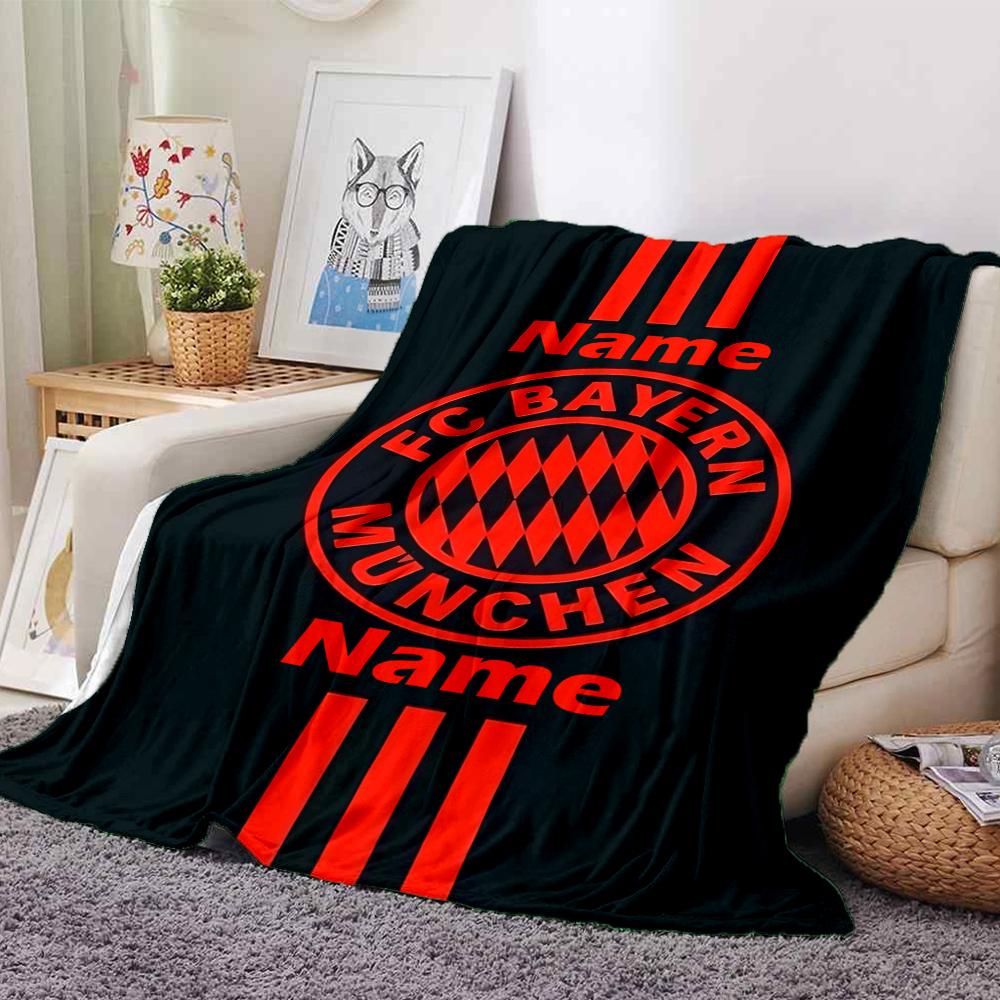 Custom Name FC Bayern München Theme Printed Blanket - Perfect for Couch, Bed, Travel & Outdoor Use | Machine Washable, Cozy & Durable.