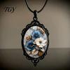Gifts for Valentine's Day Oval Floral Pendant Necklace, Vintage Glass Dome Rose Elegant Alloy Jewelry Adjustable Cord Retro Women Girls
