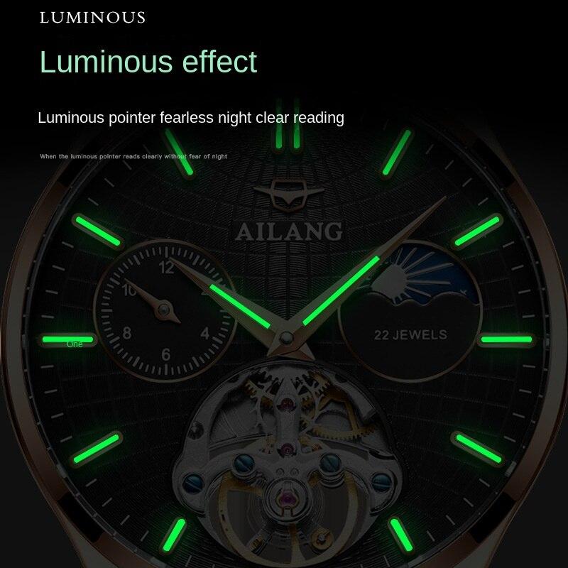AILANG Watch Мужские автоматические механические мужские часы Водонепроницаемые полые часы