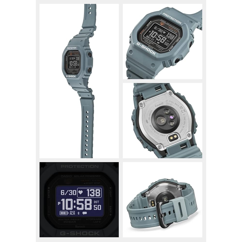 Часы Casio G-Shock (Официальный японский продукт) G-SQUAD с Bluetooth-пульсометром, DW-H5600-2JR, Мужские, Бледно-голубые