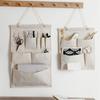 Wall-Mounted Fabric Storage Organizer for Door: Multi-Pocket Hanging Bedroom Dorm Room Cloth Pouch with Cell Phone Pocket