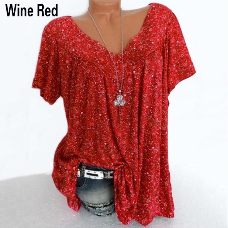 Женская летняя повседневная футболка с V-образным вырезом, свободного кроя, с принтом, с коротким рукавом, больших размеров