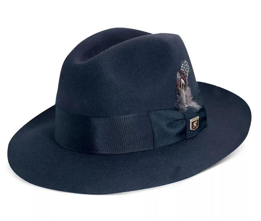 Solid color webbing decorative felt hat, fashionable jazz pure wool top hat