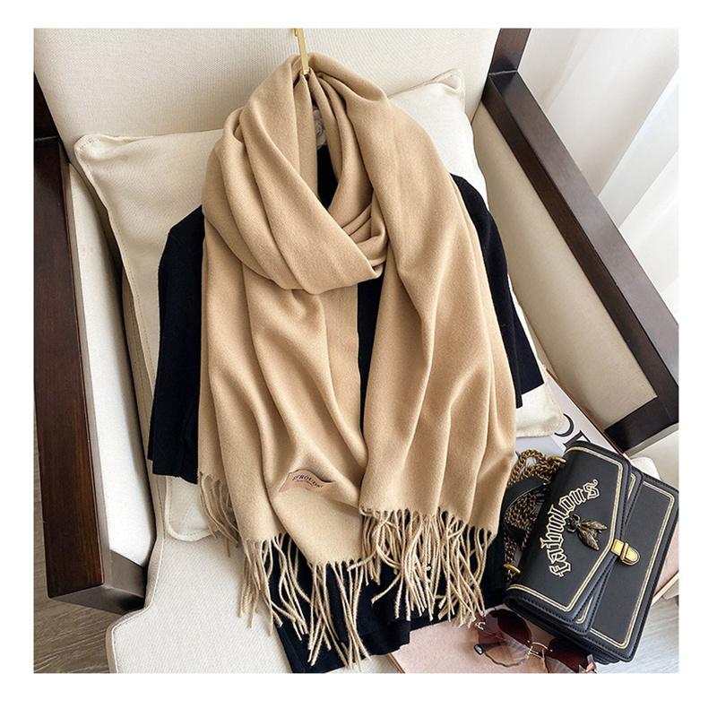 Imitation Cashmere Solid Color Fashion Decorative Warm Scarf Student Middle and Long Shawl Female