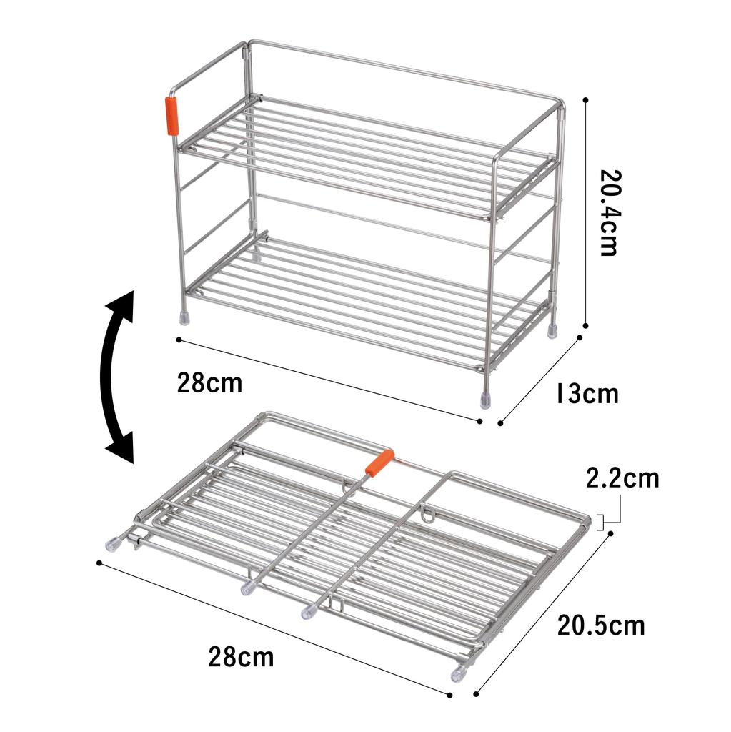 CB Japan Seasoning Compact Stainless Spice atomico 2-Way Rack, 1/2 Tier, Foldable, Storage, Steel, Rack,