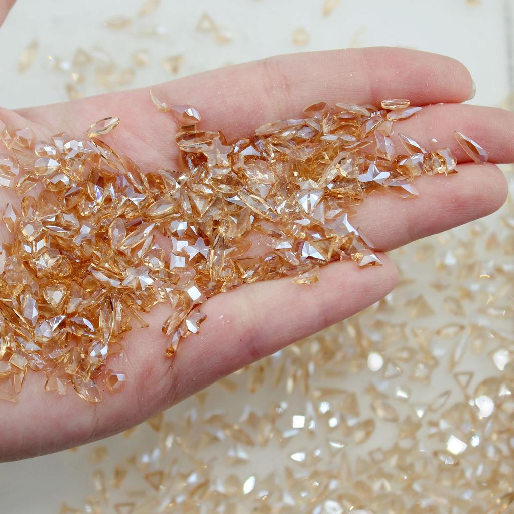 Yiwu Nail Art Diamond Mixed Mini Small Nail Art Flat Bottom Special-Shaped Diamond Mixed K9 Champagne Nail Art Jewelry