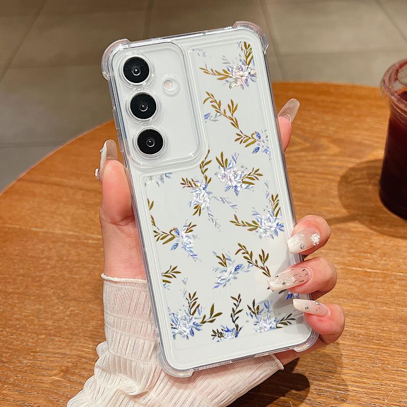 Прозрачный чехол для Samsung Galaxy S25 Edge S24 S25 S23 Ultra S22 Plus S24 FE A56 A16 A55 A54 A15 A36, красочный цветочный чехол из ТПУ для телефона