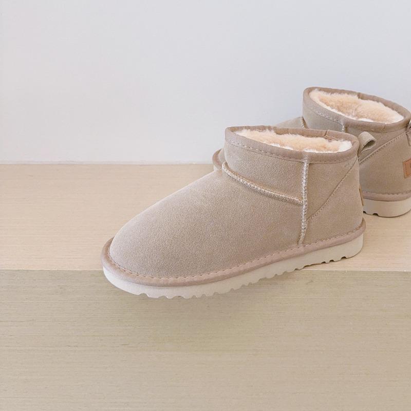 Mi Cowhide Women's Snow Boots Velvet Leather Ii Short Boots Women's Winter Thickened Warm Cotton Shoes