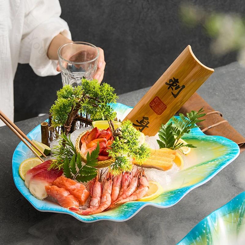 Ресторан в стиле легкой роскоши Тарелка для суши Креативная тарелка для лосося и морепродуктов Изысканные десертные тарелки высокого класса Бытовая посуда