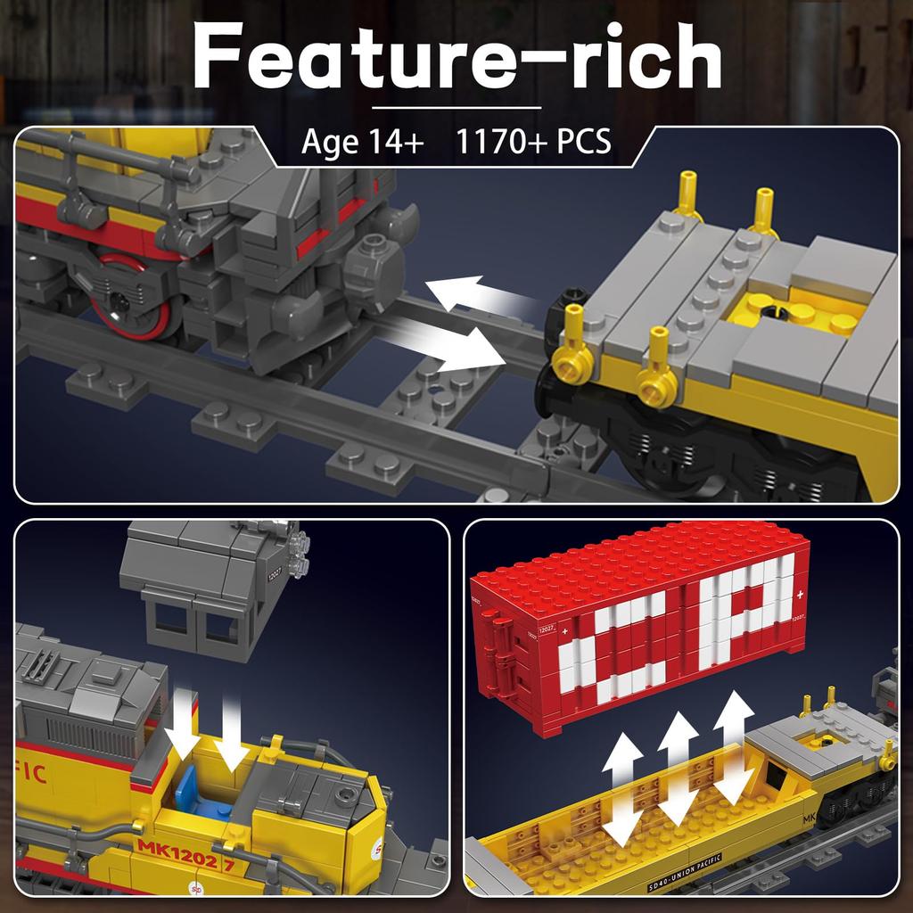 Mold King 12027 Научно-технический поезд, модель железной дороги, комплект для моделирования поезда с дистанционным управлением и двигателем внутреннего сгорания