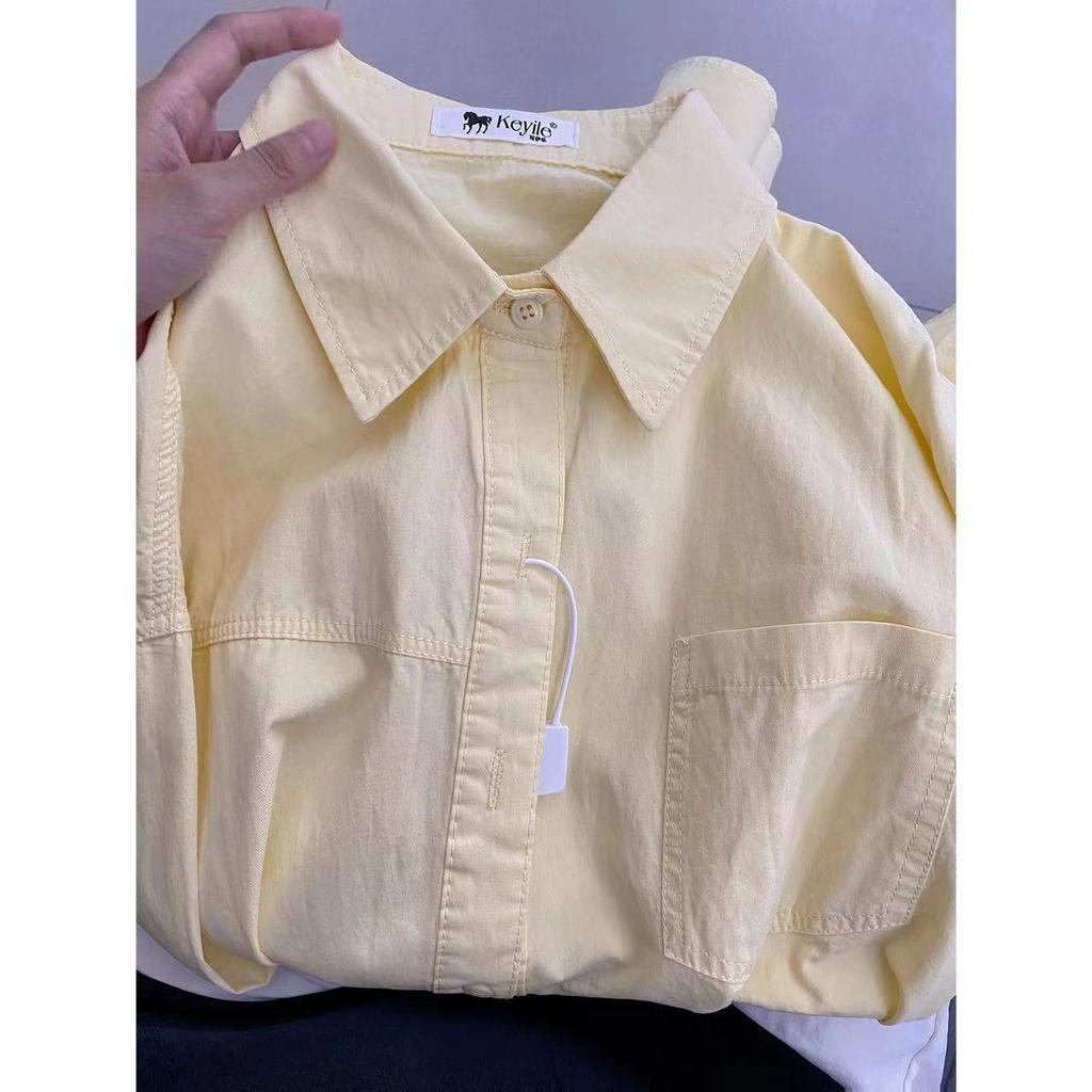 Женская рубашка Dopamine из 100% хлопка, однотонная, с длинными рукавами, универсальная верхняя одежда на осень и весну, свободный крой