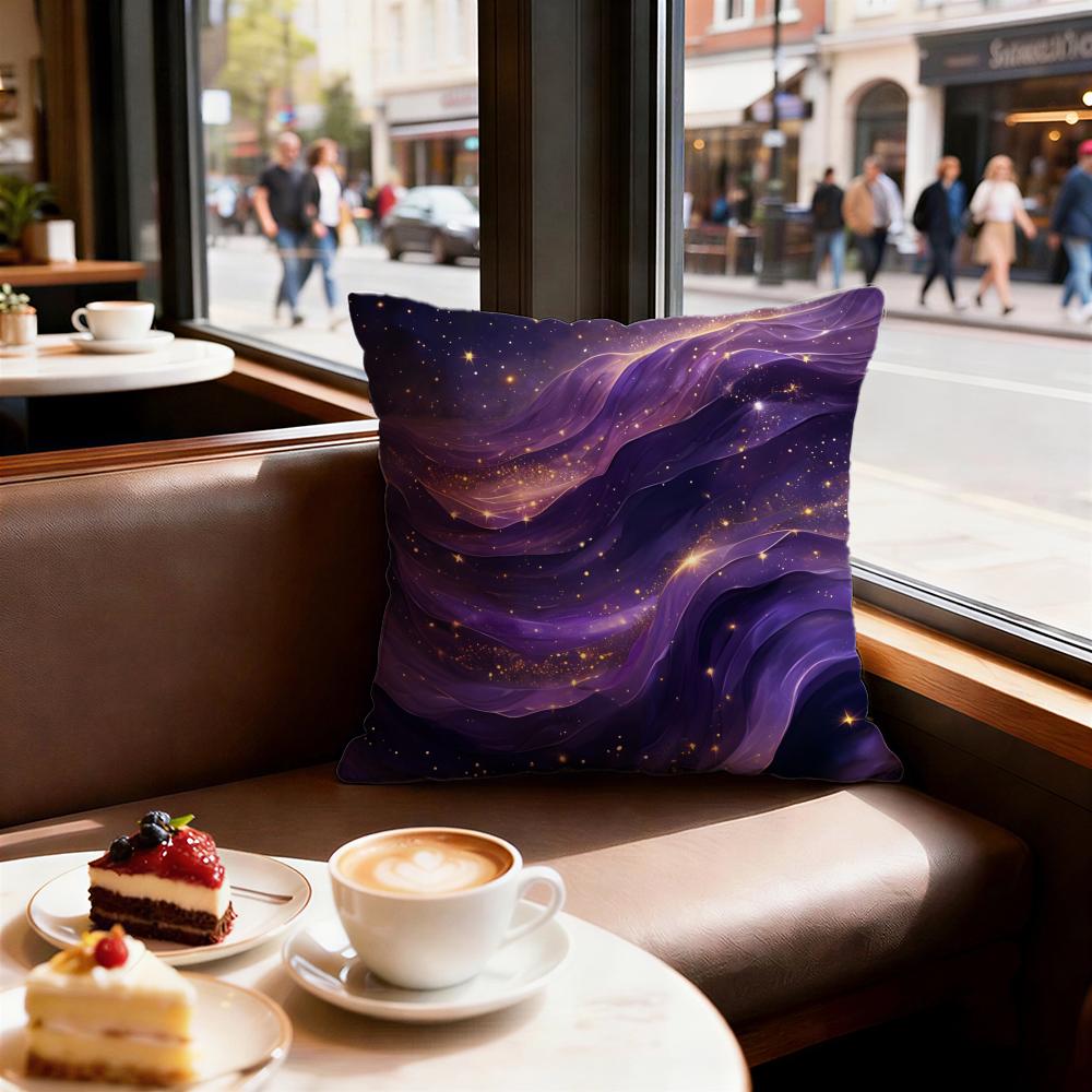 Starry Nebula Texture Cushion Cover Set of Decorative Short Plush Pillow Covers for Sofa Soft Cushion Case x cm
