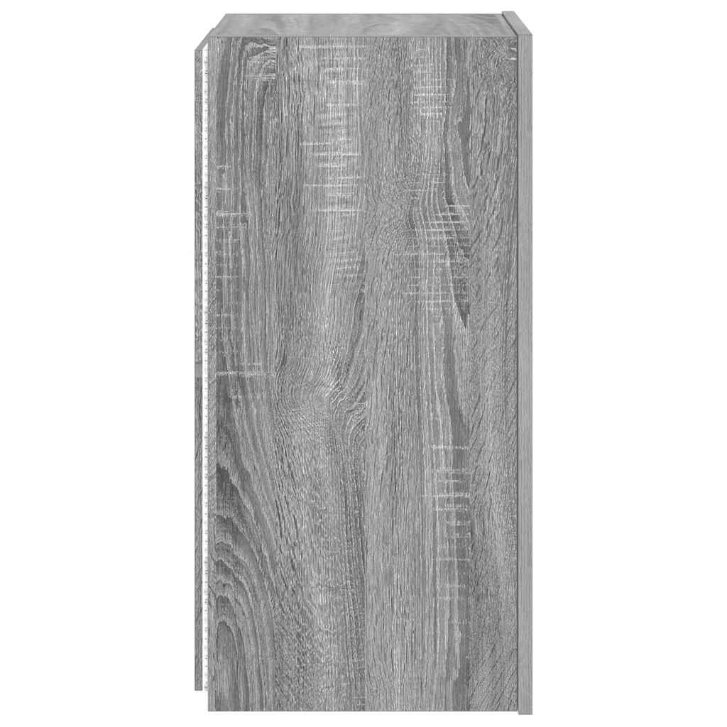 Wall Mounted TV Cabinet with LED Lights Grey Sonoma 30.5 x 35 x 70 cm
