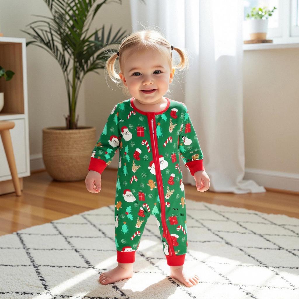 Autumn Baby Romper: Christmas Zipper Long-Sleeve Suit for Crawling & Outings