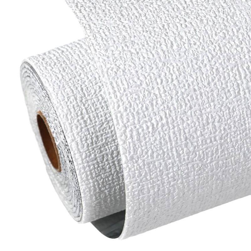 5 Meters / Roll 3D Self-adhesive Thicken Waterproof Wallpaper Linen Textured Pure Color Home Decorative Refurbished Sticker