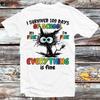 230 Gsm 100% Cotton Black Cat 100 Days Of School It S Fine I M Fine Everything Is Fine T Shirt Vintage Retro Gift Unisex Cartoon Anime Top Tee B1117