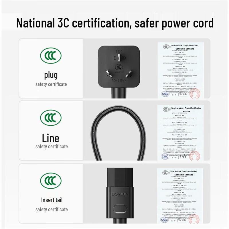 Ugreen Стандартный 3-контактный кабель питания CD133