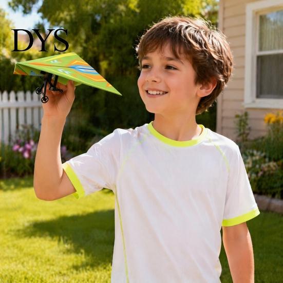 Easy to Fly Aircraft Toy Remote Control Paper Airplane Kit, with Gyro Stabilizer, Dual Propellers, DIY Electric RC Plane Stabilizer Set, Educational