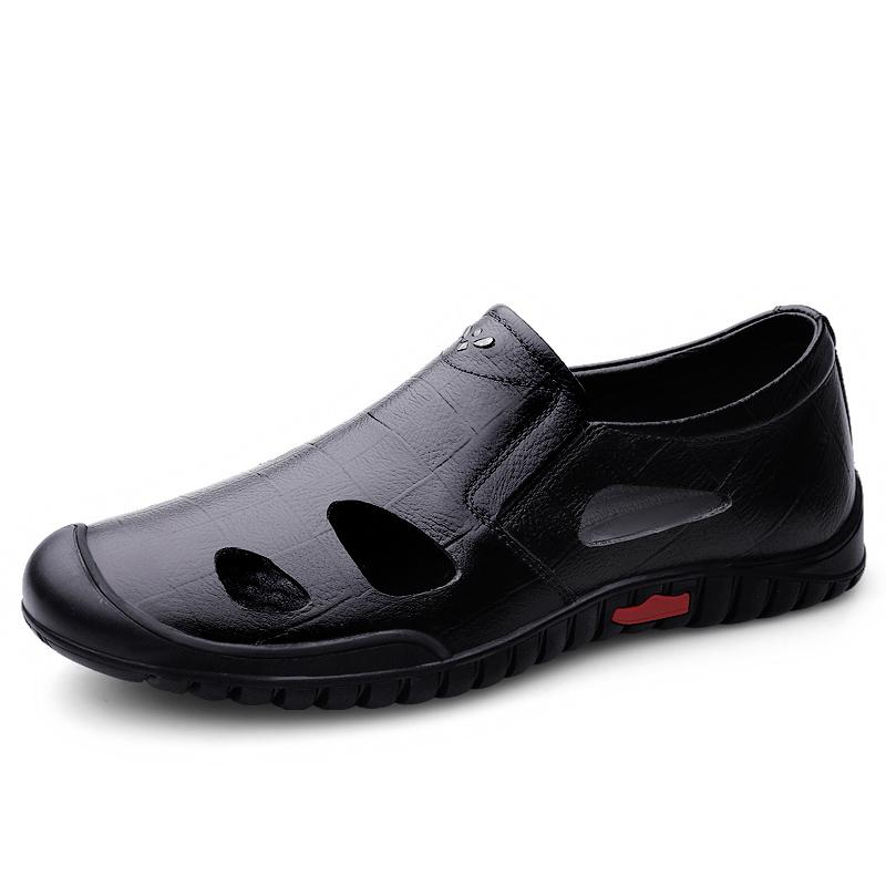 Fashion Summer Hot Selling Breathable Men's Sandals Beach Camping Shoes Hollowed Out Soft Soled Men's Leather Casual Shoes Anti Slip