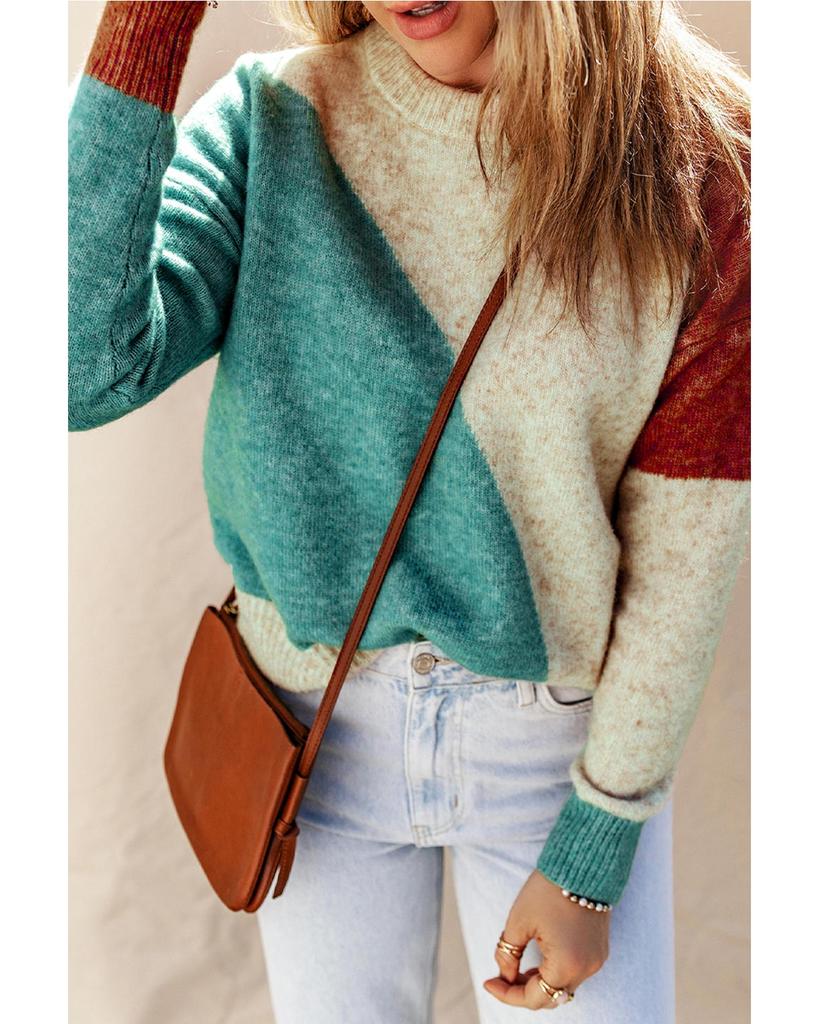 Azura Exchange Свитер с круглым вырезом и отделкой в рубчик в стиле колор-блок