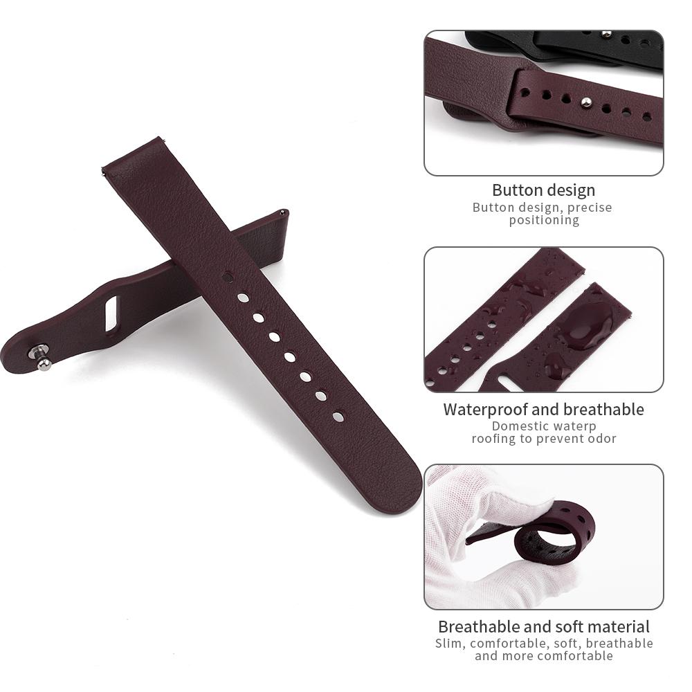 Leather Watch Strap 20mm Wristband Bracelet Quick Release Soft Sports Watchband for Smartwatch Band Watches Accessories