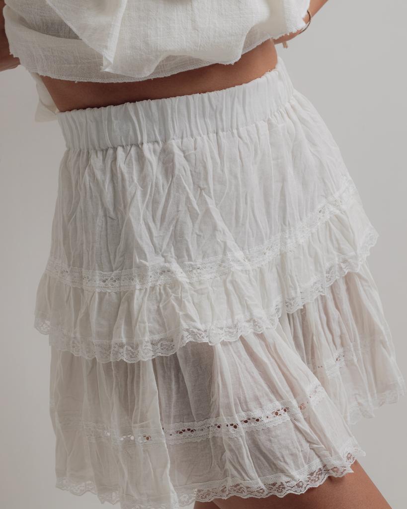 Юбка летняя короткая Nisan 2186 молочная M