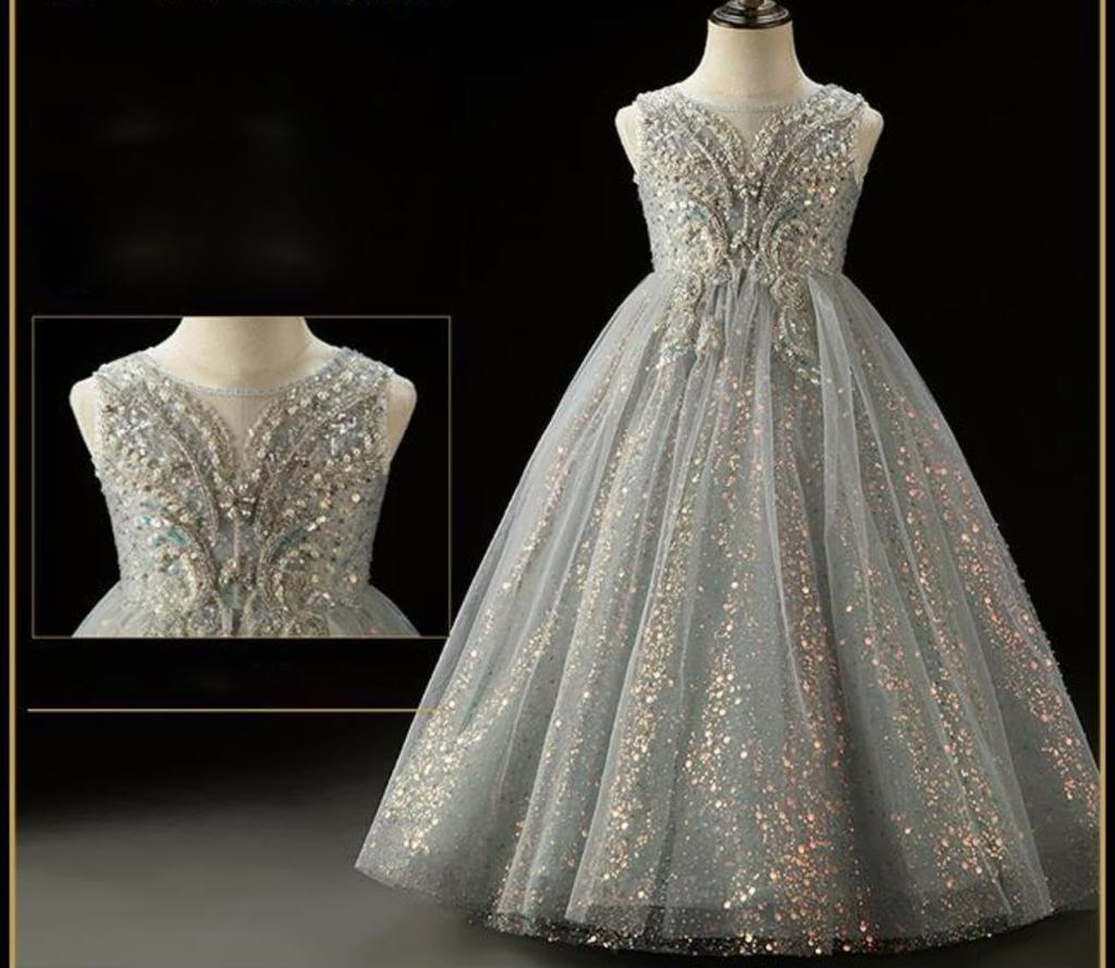 HOLRAFAN Формальное платье без рукавов с блестящей вышивкой в виде бабочек и цветов Идеально для принцессы для сцены и элегантных мероприятий Размеры Детский дизайн, Для девочек