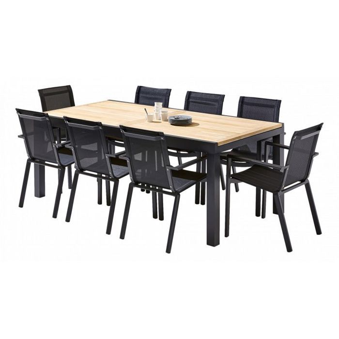 Комплект садовой мебели Bali T 8 / 12 + F 8 Черный Тик Wilsa Garden