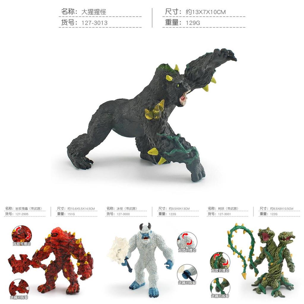 Mythical Creature Pvc Model Large Gorilla Beast With Lava And Ice Crystal Features For Collectors