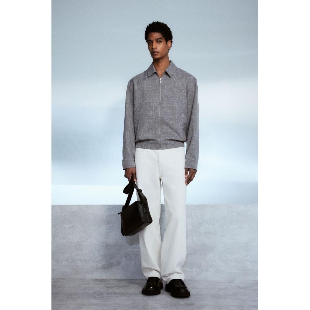 Куртка HM Regular Fit Twill темно-серого меланжевого цвета