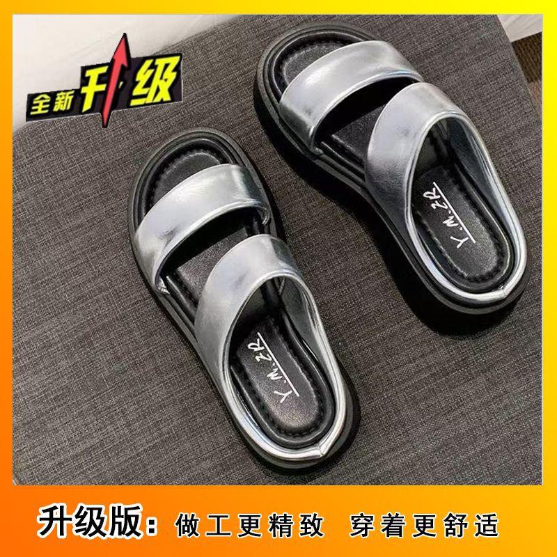 Сандалии Muffin на толстой подошве для маленьких мужчин и высоких мужчин, удобные, повседневная верхняя одежда в британском стиле, односложные тапочки для женщин, лето 2025 г.