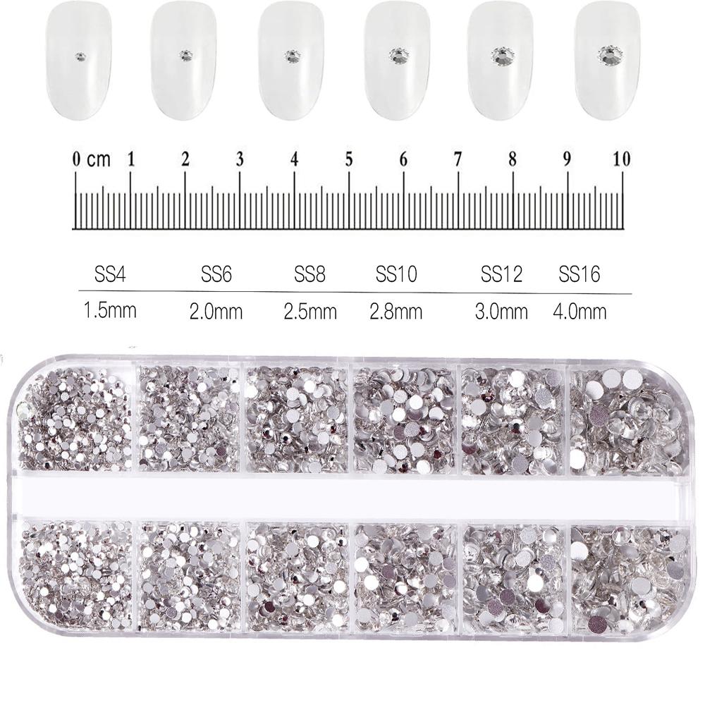 12Grids Pink Mixed Nail Rhinestones Luxury Nail Charms Glitter Crystal Jewelry Gems Nail Art Decoration DIY Manicure Rhinestones