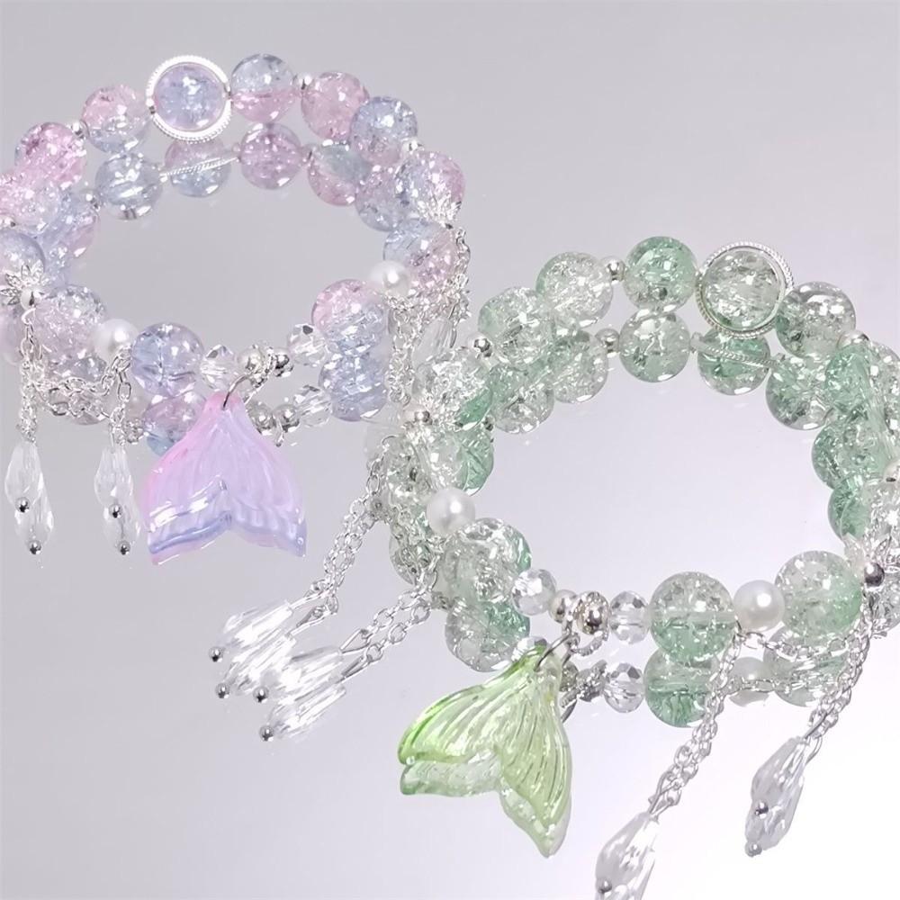Exquisite Fishtail Crystal Bracelet Sweet Korean Style Colorful Beads Bracelet Colorful Beads All-match Sweet Lucky Hand Chain
