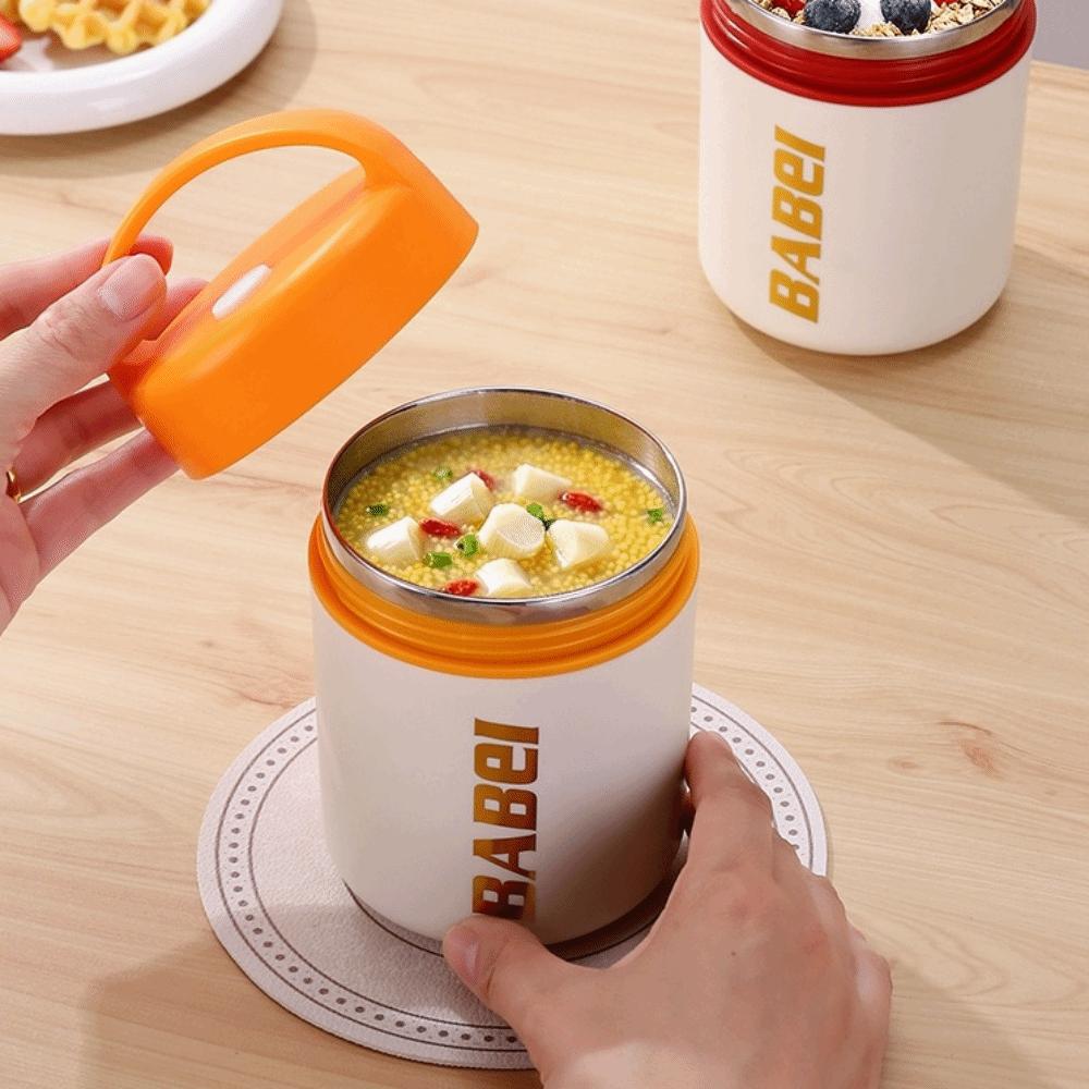 304 Stainless Steel Insulated Breakfast Mug 450ml Leak-Proof Hot & Cold Mug Double Wall With Handle Thermal Travel Mug Lunch Use