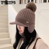Вязаная шерстяная шапка для женщин осенью и зимой. Модная плюшевая и толстая изоляционная шапка для защиты ушей для езды на велосипеде.