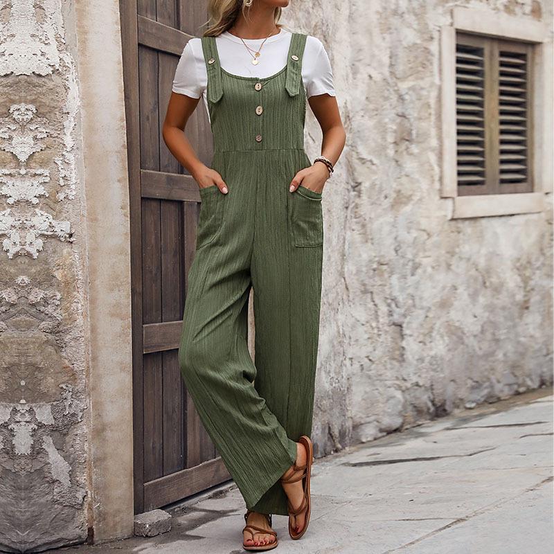 Женский повседневный летний комбинезон, свободные плиссированные цельные брюки-рюкзак