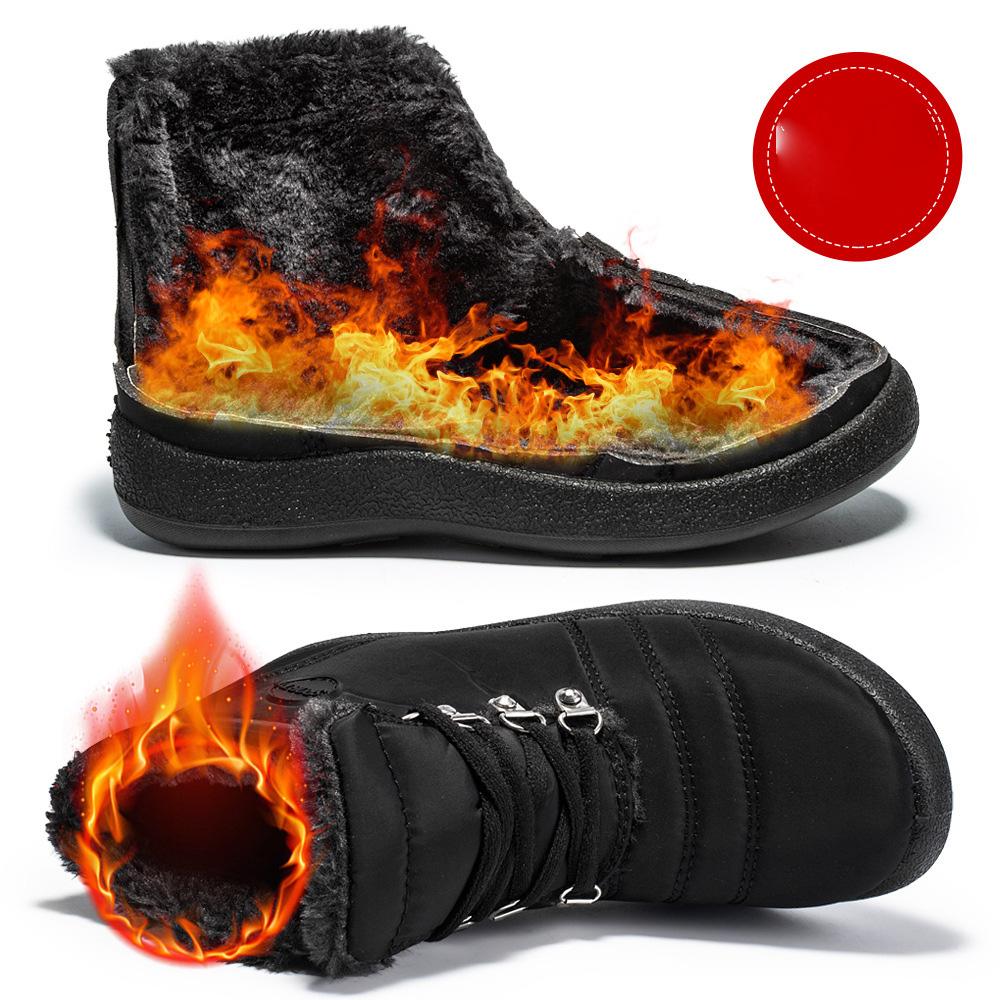 Женская зимняя альпинистская обувь, теплые зимние ботинки, водонепроницаемая повседневная обувь на низком каблуке со шнуровкой