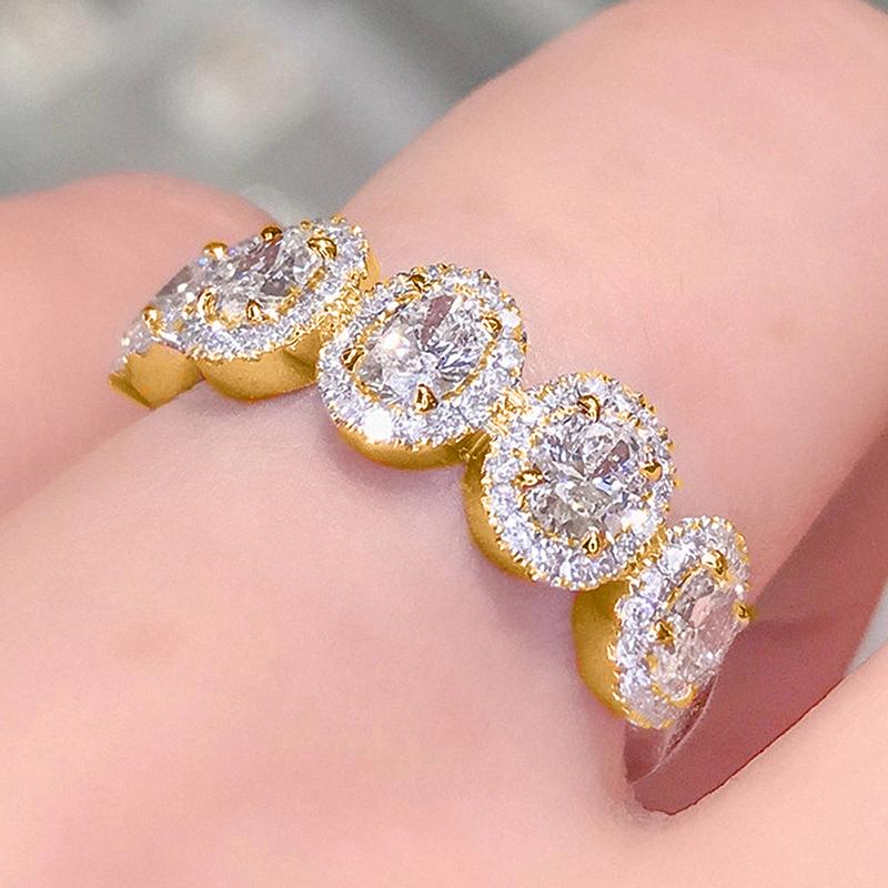 Huitan Chic женские кольца роскошные мощеные овальные кубические цирконии темперамент милые женские аксессуары для пальцев для вечеринок модные ювелирные изделия