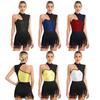 Womens Sleeveless Latin Dance Leotard Shiny Sequins Contrast Color Fringed Bodysuit for Dance Party Stage Performance
