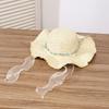 Breathable Vacation Beach Cap with Turquoise Lightweight Big Brimmed Straw Hat Sunshade Topi with Lace Woven Sun Cap Carnival