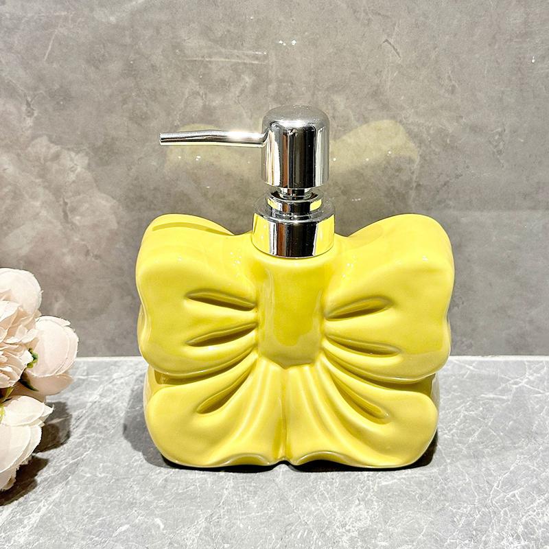 Многоразовый дозатор для мыла Керамический гель для душа Шампунь Пресс-насос Бутылки с бантом Диспенсер для жидкого мыла для ванной комнаты