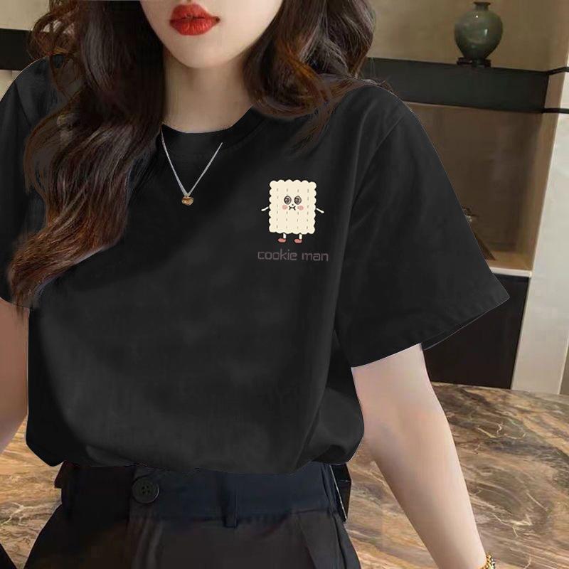 GMXIA Белая футболка с коротким рукавом для женщин, летняя свободная футболка с принтом для леди