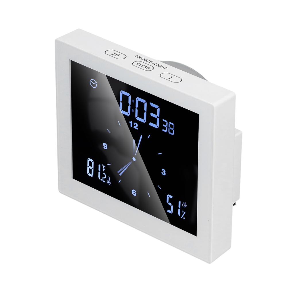 5-дюймовые настенные часы для душа с цифровым таймером, будильником, дисплеем температуры и влажности, водонепроницаемые для дома