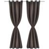2 Pcs Brown Blackout Curtain with Metal Grommets 135x245cm