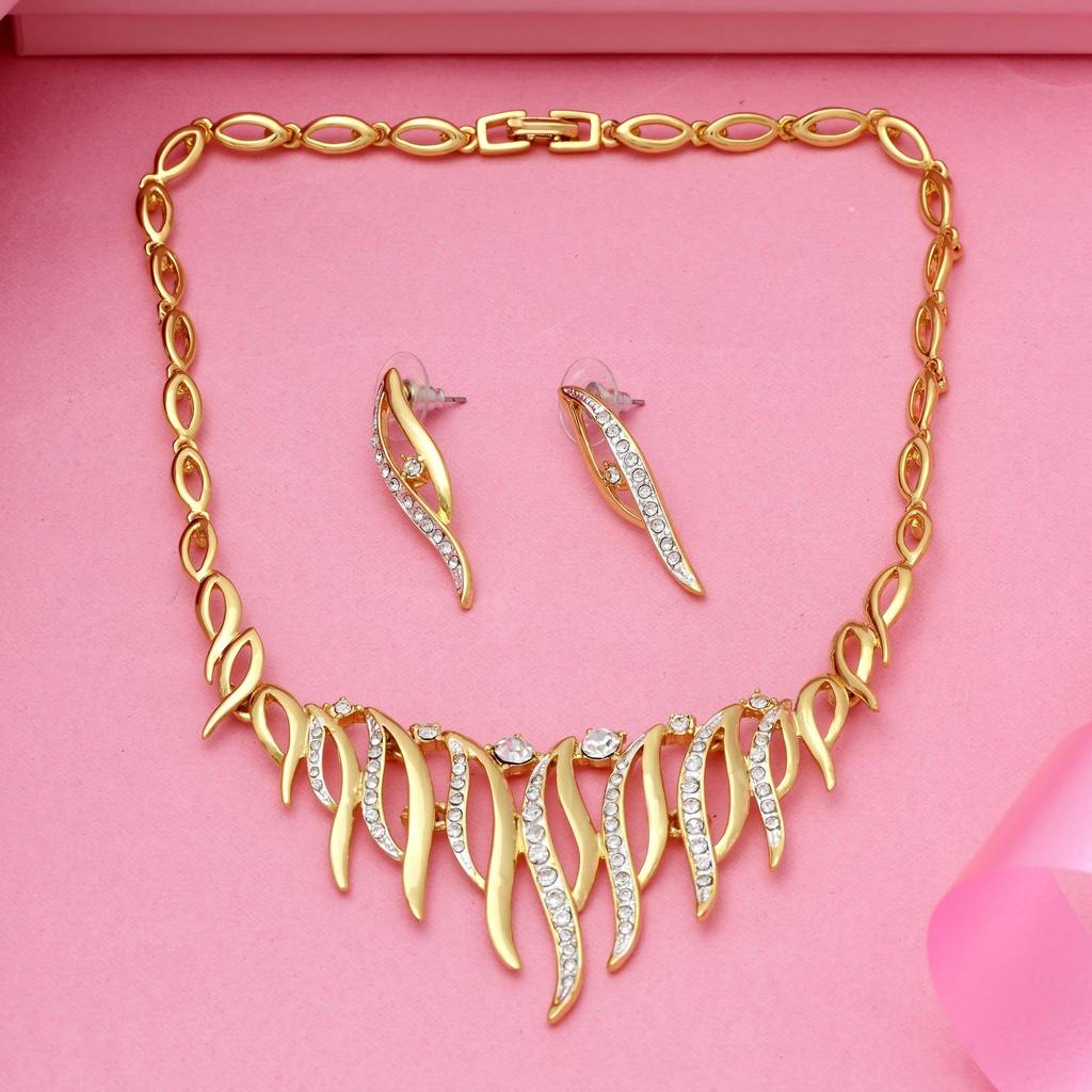 Estele Modern Necklace Set "Fiery Passion" In Gold and Silver