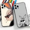 Animal Bunny For IPhone 17 Air 16 15 14 13 12 11 Pro Black Soft Cover Phone Case