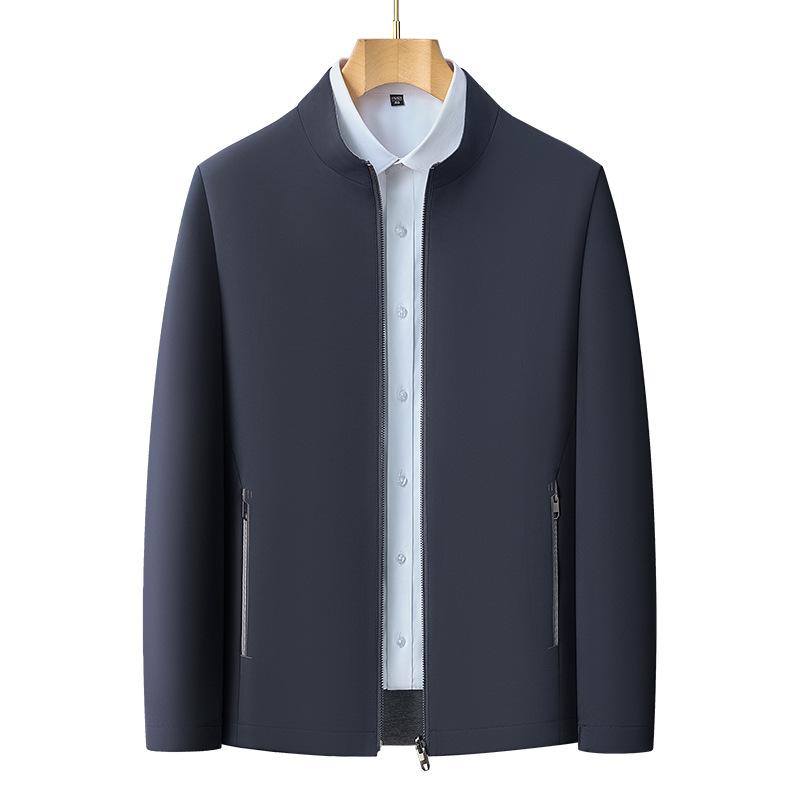 Двусторонняя мужская куртка весна-осень, новая деловая повседневная куртка с воротником-стойкой, куртка из шелка для мужчин среднего возраста