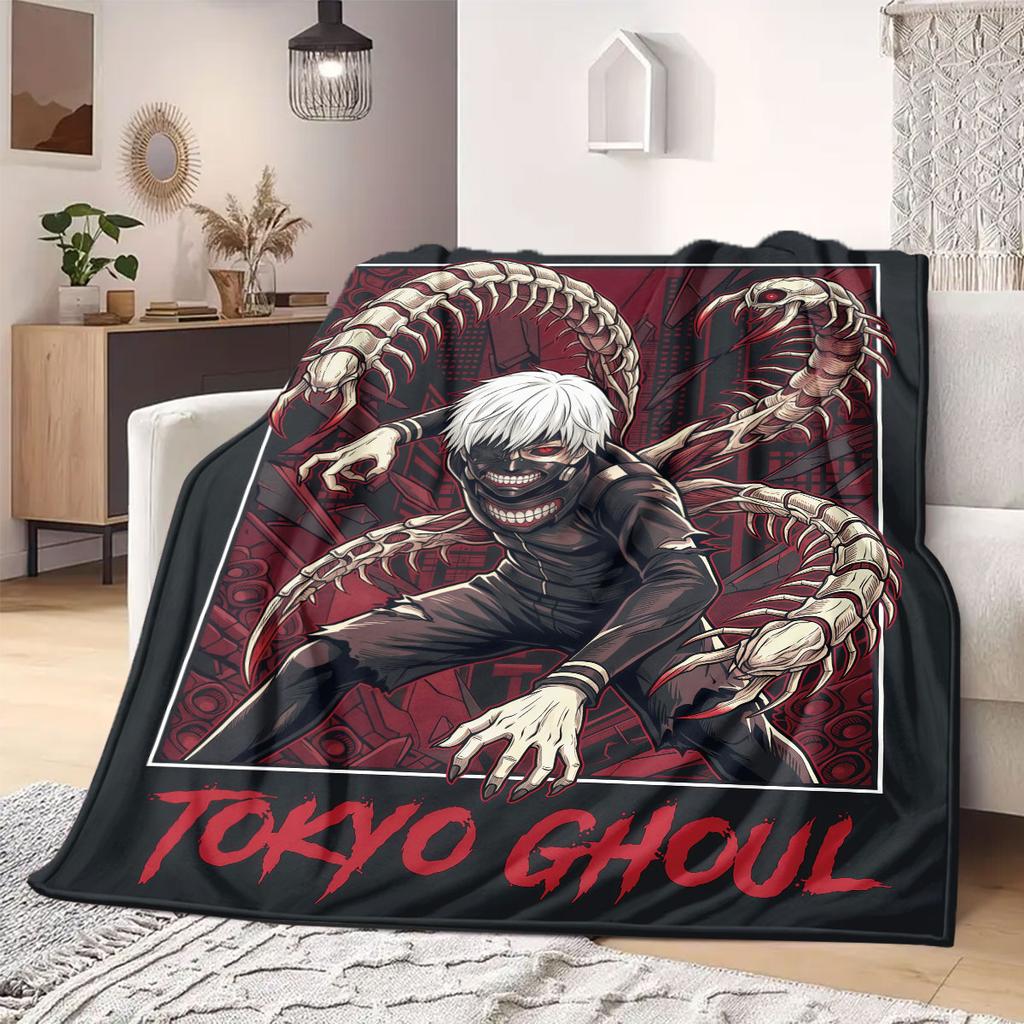 Tokyo Ghoul Цветное 2D-печатное фланелевое одеяло, Милый мультяшный узор для дивана, Домашний декор, Подарочная упаковка для путешествий_LIAN
