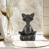 Laughing Heartily Cat Figurine Meditation Black Cat Resin FigurineHome Decoration Figurine