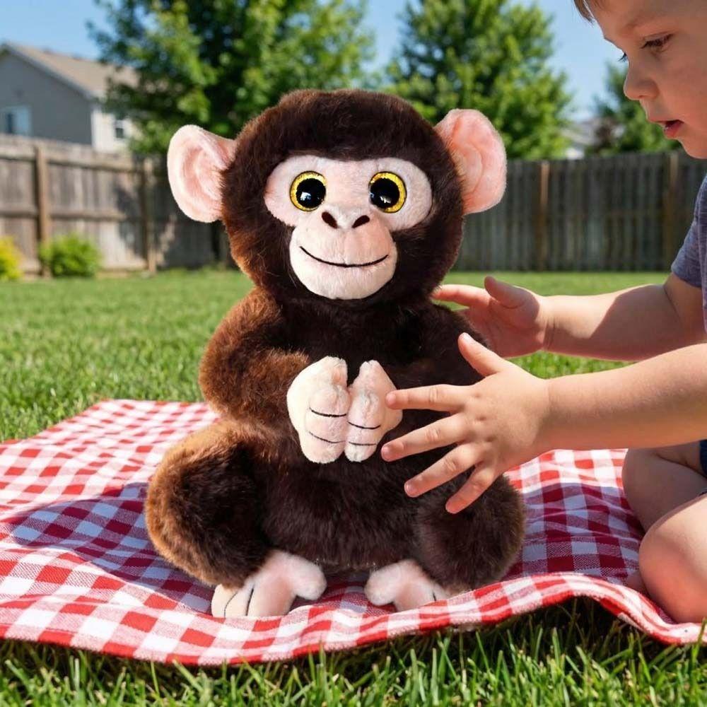 Big Eyed Monkey Plush Toy Realistice Orangutan Plush Doll Sparkling Eyes Monkey Doll Baby Toys